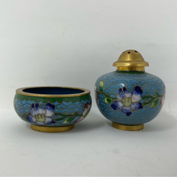 Vintage Other - Vintage Cloisonne Salt Cellar and Pepper shaker Set